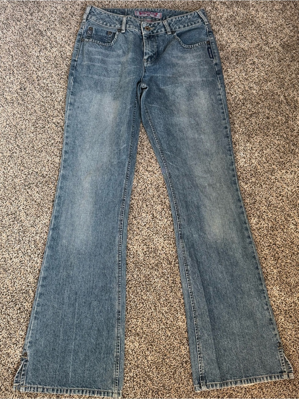 Silver Jeans Co. L9428 Blue Flare Leg Slit Hem Jeans – Size 30/34